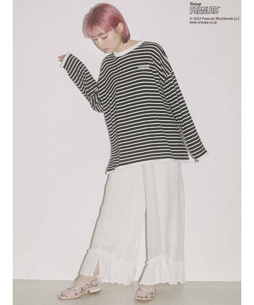 merry jenny(メリージェニー)の「PEANUTS charlie Long Tee(Tシャツ/カットソー・レディース・オフホワイト/ブラック・FREE)」の20枚目の写真