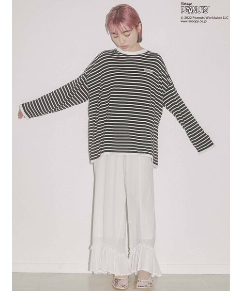 merry jenny(メリージェニー)の「PEANUTS charlie Long Tee(Tシャツ/カットソー・レディース・オフホワイト/ブラック・FREE)」の21枚目の写真