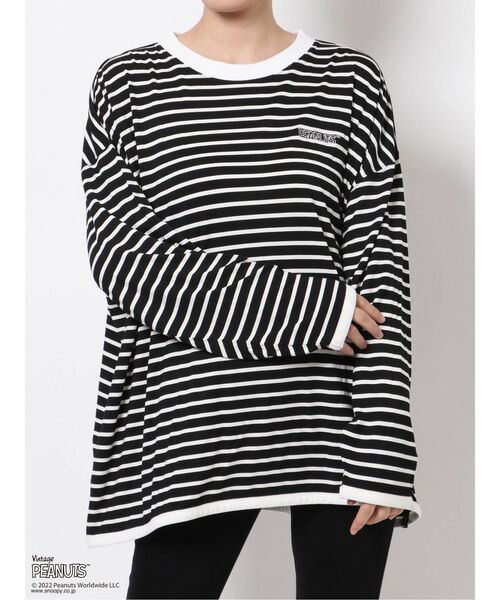 merry jenny(メリージェニー)の「PEANUTS charlie Long Tee(Tシャツ/カットソー・レディース・オフホワイト/ブラック・FREE)」の3枚目の写真