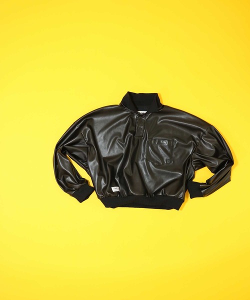 elephant TRIBAL fabrics(エレファントトライバルファブリックス)の「elephant TRIBAL fabrics Fake Leather Polo Shirt(ポロシャツ・メンズ・ターコイズブルー/ブラック・SMALL/MEDIUM)」の4枚目の写真