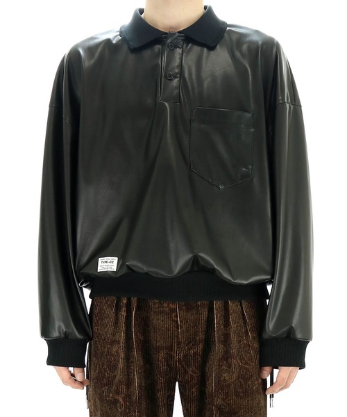 elephant TRIBAL fabrics(エレファントトライバルファブリックス)の「elephant TRIBAL fabrics Fake Leather Polo Shirt(ポロシャツ・メンズ・ターコイズブルー/ブラック・SMALL/MEDIUM)」の6枚目の写真