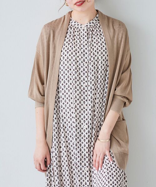 le.coeur blanc（ルクールブラン）の「カシリーレーヨンニットカーディガン（カーディガン/ボレロ・レディース・ベージュ/ネイビー/オフホワイト/ピンク・38）」の3枚目の写真