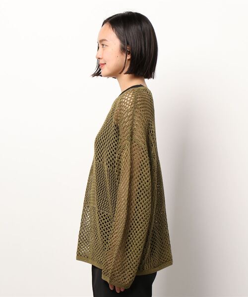 Bou Jeloud（ブージュルード）の「メッシュ編切替トップス（ニット/セーター・レディース・ベージュ/カーキ/ダークネイビー・FREE）」の22枚目の写真