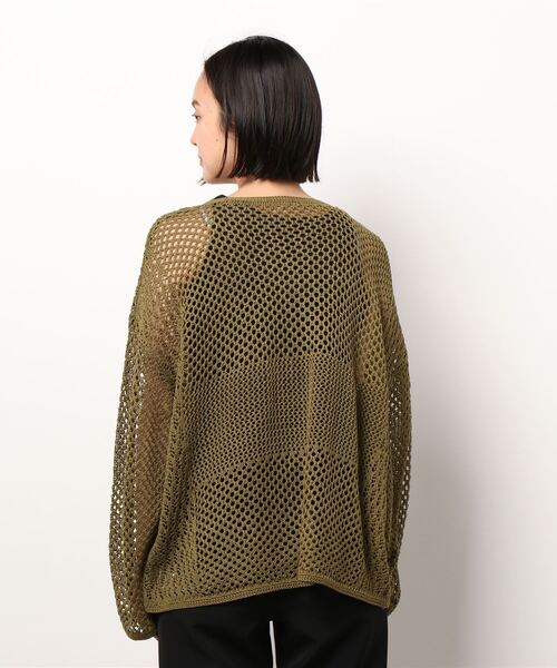 Bou Jeloud（ブージュルード）の「メッシュ編切替トップス（ニット/セーター・レディース・ベージュ/カーキ/ダークネイビー・FREE）」の10枚目の写真