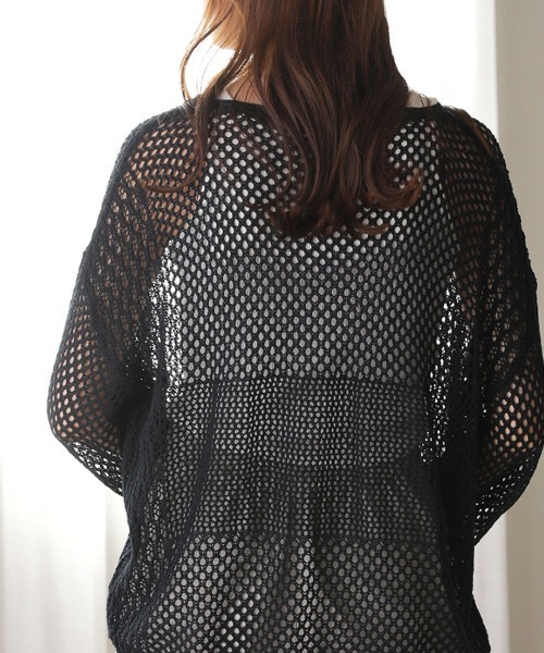 Bou Jeloud（ブージュルード）の「メッシュ編切替トップス（ニット/セーター・レディース・ベージュ/カーキ/ダークネイビー・FREE）」の21枚目の写真