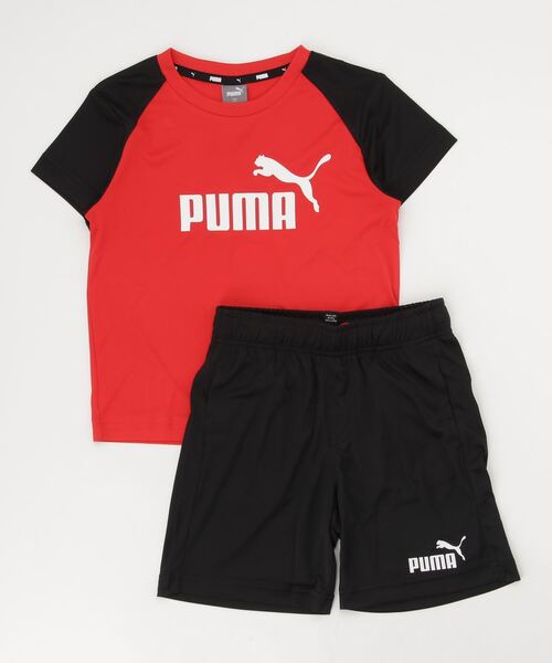 PUMA(プーマ)の「プーマ PUMA ポリ Tシャツ ショーツ セット_(Tシャツ/カットソー・キッズ・サックスブルー/レッド・130cm/160cm/140cm/120cm/150cm)」の1枚目の写真