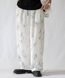 Naive magic | 【a】とろみシルクタッチポリエステル総柄ワイドパンツ(その他パンツ)