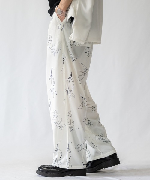 Naive magic（ナイーブマジック）の「【a】とろみシルクタッチポリエステル総柄ワイドパンツ（その他パンツ・メンズ・ホワイト/ブラック/グリーン/アイボリー・MEDIUM/LARGE）」の10枚目の写真