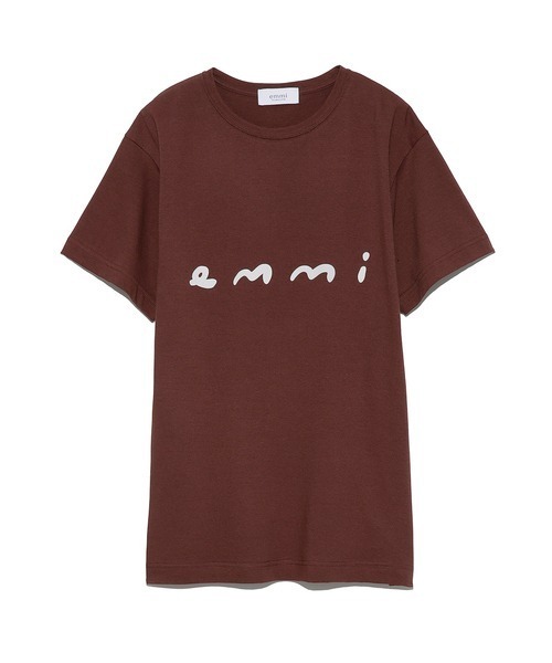 emmi（エミ）の「【emmi atelier】和紙混emmiロゴT-shirts（Tシャツ/カットソー・レディース・ホワイト/ベージュ/ネイビー/バーガンディー・FREE）」の4枚目の写真