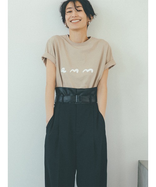 emmi（エミ）の「【emmi atelier】和紙混emmiロゴT-shirts（Tシャツ/カットソー・レディース・ホワイト/ベージュ/ネイビー/バーガンディー・FREE）」の8枚目の写真