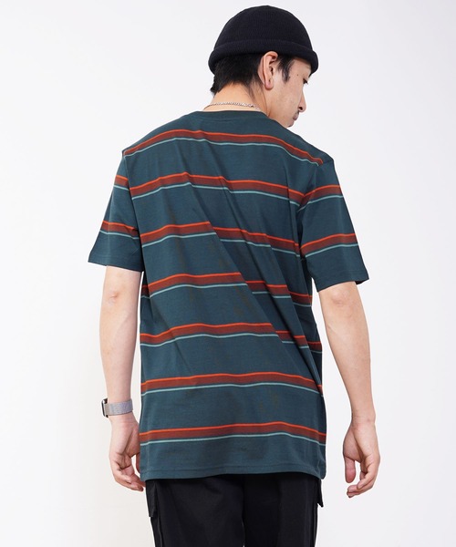 Carhartt WIP（カーハートダブリューアイピー）の「Carhartt WIP(カーハート ワークインプログレス) KENT 半袖ボーダーTシャツ（Tシャツ/カットソー・メンズ・グリーン/ワイン・S/M/L）」の4枚目の写真