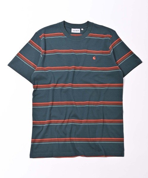 Carhartt WIP（カーハートダブリューアイピー）の「Carhartt WIP(カーハート ワークインプログレス) KENT 半袖ボーダーTシャツ（Tシャツ/カットソー・メンズ・グリーン/ワイン・S/M/L）」の7枚目の写真