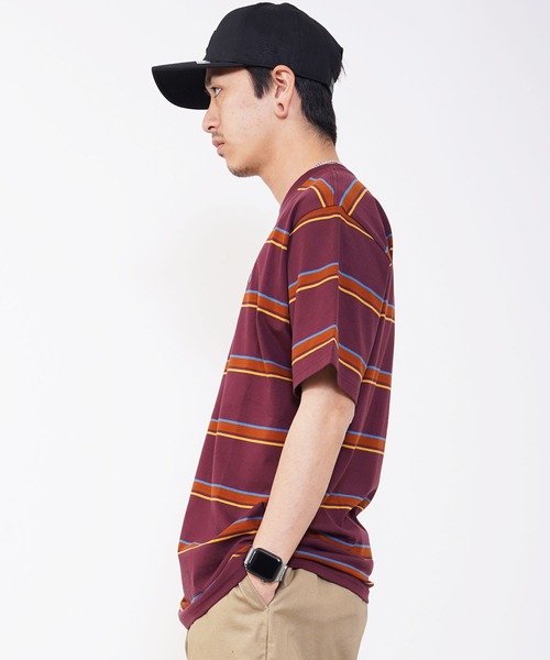 Carhartt WIP（カーハートダブリューアイピー）の「Carhartt WIP(カーハート ワークインプログレス) KENT 半袖ボーダーTシャツ（Tシャツ/カットソー・メンズ・グリーン/ワイン・S/M/L）」の11枚目の写真