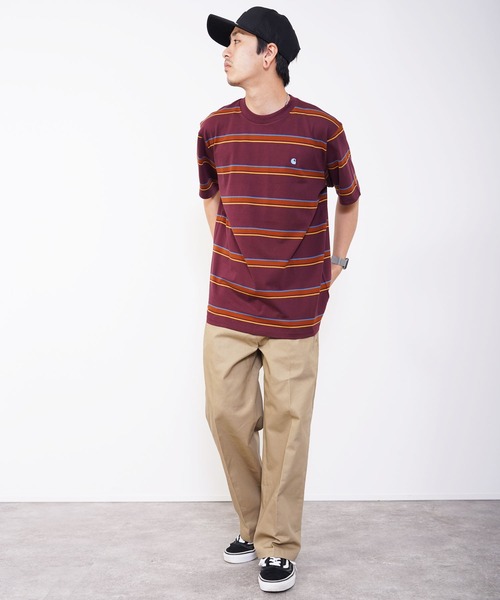 Carhartt WIP（カーハートダブリューアイピー）の「Carhartt WIP(カーハート ワークインプログレス) KENT 半袖ボーダーTシャツ（Tシャツ/カットソー・メンズ・グリーン/ワイン・S/M/L）」の13枚目の写真