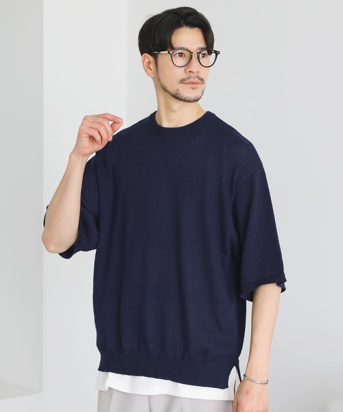 SPU(スプ)の「接触冷感ウォッシャブルハーフスリーブサマーニット(ニット/セーター・メンズ・ブラック/ベージュ/グレー/オフホワイト/サックスブルー/グリーン/ネイビー/チャコール/ベージュ系・S/M/L/XL)」の8枚目の写真