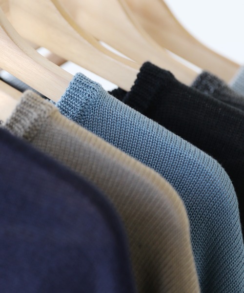 SPU(スプ)の「接触冷感ウォッシャブルハーフスリーブサマーニット(ニット/セーター・メンズ・ブラック/ベージュ/グレー/オフホワイト/サックスブルー/グリーン/ネイビー/チャコール/ベージュ系・S/M/L/XL)」の11枚目の写真