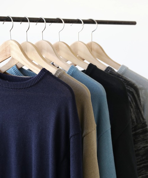 SPU(スプ)の「接触冷感ウォッシャブルハーフスリーブサマーニット(ニット/セーター・メンズ・ブラック/ベージュ/グレー/オフホワイト/サックスブルー/グリーン/ネイビー/チャコール/ベージュ系・S/M/L/XL)」の13枚目の写真