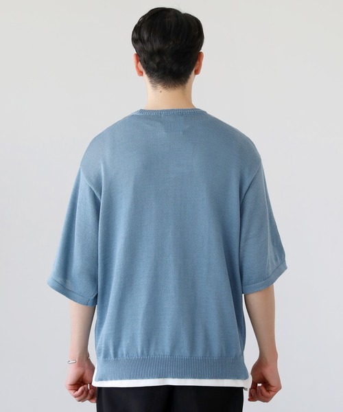 SPU(スプ)の「接触冷感ウォッシャブルハーフスリーブサマーニット(ニット/セーター・メンズ・ブラック/ベージュ/グレー/オフホワイト/サックスブルー/グリーン/ネイビー/チャコール/ベージュ系・S/M/L/XL)」の16枚目の写真