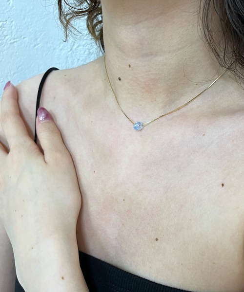 mystic（ミスティック）の「[eau un bijou]  S.clear stone necklace（ネックレス・レディース・イエロー/ブルー・ONE SIZE）」の2枚目の写真