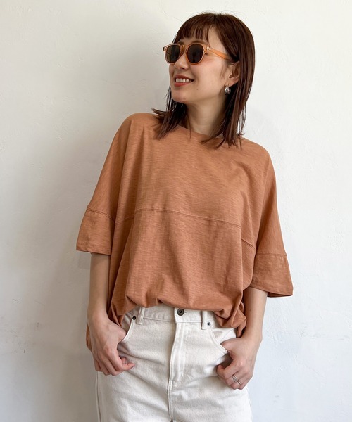 PICHI（ピイチ）の「バックプリントスラブドルマンルーズTee（Tシャツ/カットソー・レディース・ブラック/カーキ/ベージュ/ブラウン・FREE）」の16枚目の写真