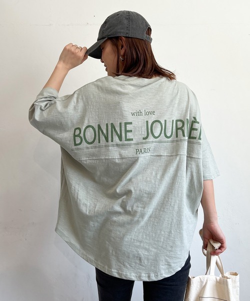 PICHI（ピイチ）の「バックプリントスラブドルマンルーズTee（Tシャツ/カットソー・レディース・ブラック/カーキ/ベージュ/ブラウン・FREE）」の6枚目の写真