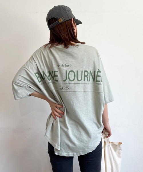 PICHI（ピイチ）の「バックプリントスラブドルマンルーズTee（Tシャツ/カットソー・レディース・ブラック/カーキ/ベージュ/ブラウン・FREE）」の22枚目の写真
