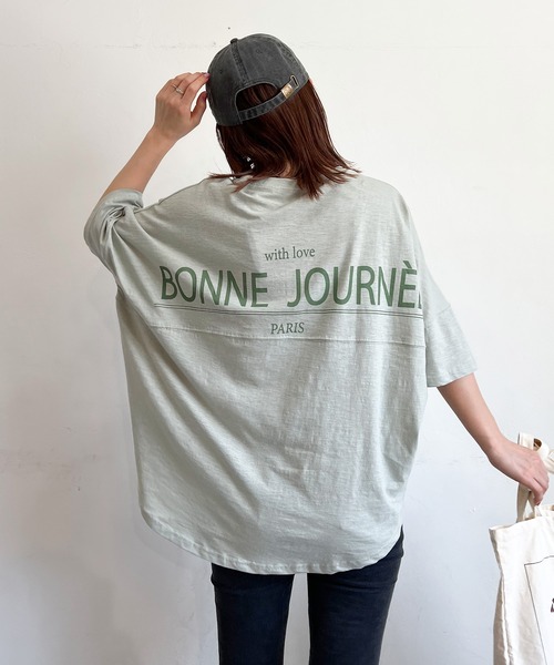 PICHI（ピイチ）の「バックプリントスラブドルマンルーズTee（Tシャツ/カットソー・レディース・ブラック/カーキ/ベージュ/ブラウン・FREE）」の17枚目の写真