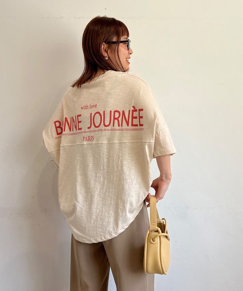 PICHI（ピイチ）の「バックプリントスラブドルマンルーズTee（Tシャツ/カットソー・レディース・ブラック/カーキ/ベージュ/ブラウン・FREE）」の8枚目の写真