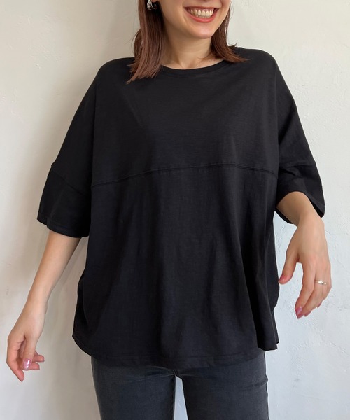 PICHI（ピイチ）の「バックプリントスラブドルマンルーズTee（Tシャツ/カットソー・レディース・ブラック/カーキ/ベージュ/ブラウン・FREE）」の20枚目の写真
