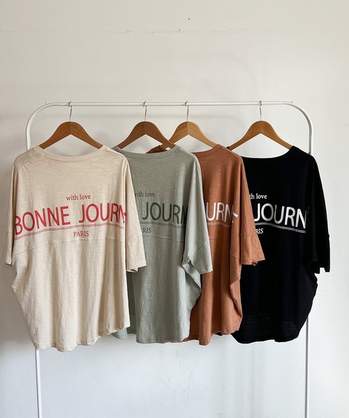 PICHI（ピイチ）の「バックプリントスラブドルマンルーズTee（Tシャツ/カットソー・レディース・ブラック/カーキ/ベージュ/ブラウン・FREE）」の10枚目の写真