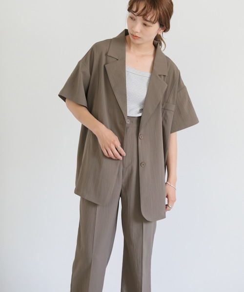 select MOCA（セレクトモカ）の「切り替えデザインジャケットセットアップ（セットアップ・レディース・ブラック/チャコールアッシュ/アイボリー・FREE）」の11枚目の写真