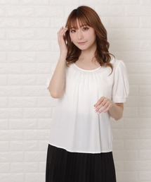 Lace Ladies（レースレディース）の「バックリボンラウンドネックパフスリーブカットソー（Tシャツ/カットソー）」