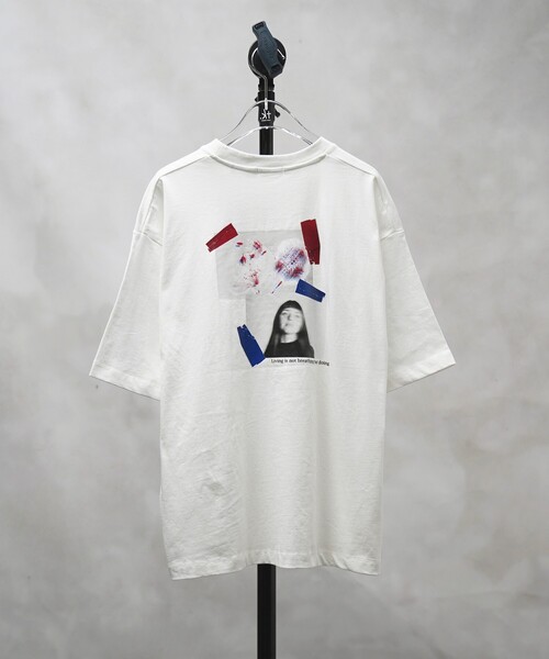 tk.TAKEO KIKUCHI(ティーケータケオキクチ)の「◆テープコラージュTシャツ(Tシャツ/カットソー・メンズ・ホワイト/ブラック/ブラウン系その他・02/03)」の2枚目の写真