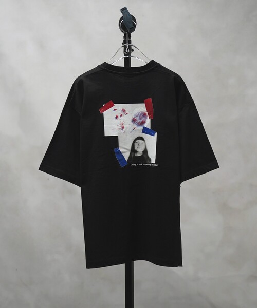 tk.TAKEO KIKUCHI(ティーケータケオキクチ)の「◆テープコラージュTシャツ(Tシャツ/カットソー・メンズ・ホワイト/ブラック/ブラウン系その他・02/03)」の1枚目の写真