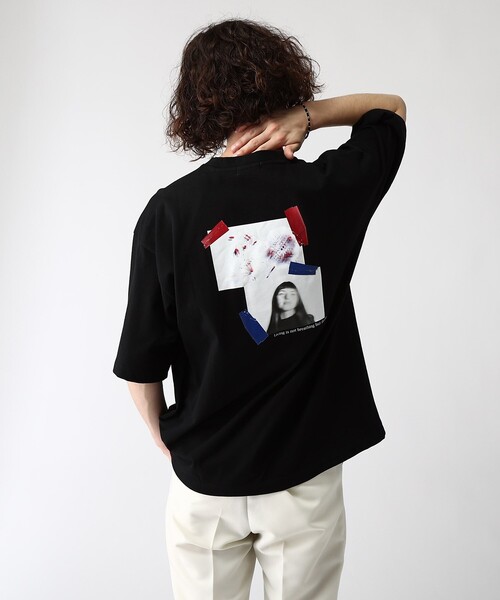 tk.TAKEO KIKUCHI(ティーケータケオキクチ)の「◆テープコラージュTシャツ(Tシャツ/カットソー・メンズ・ホワイト/ブラック/ブラウン系その他・02/03)」の4枚目の写真