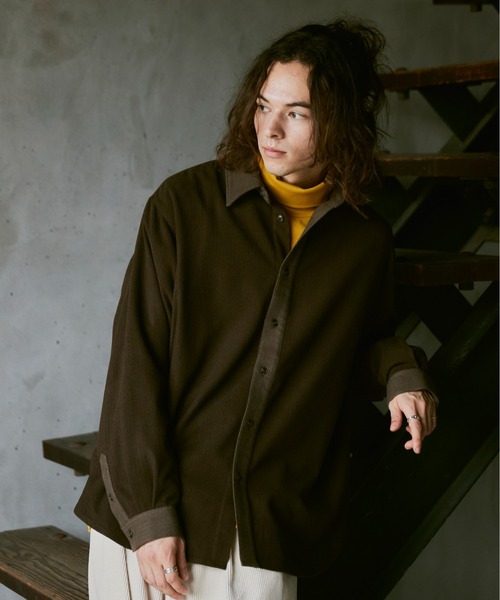 CASPER JOHN(キャスパージョン)の「Soft touch relax cleric shirts/ソフトタッチリラックスクレリックシャツ(Tシャツ/カットソー・メンズ・ホワイト/ブラウン/ブラック・SMALL/MEDIUM/LARGE)」の1枚目の写真