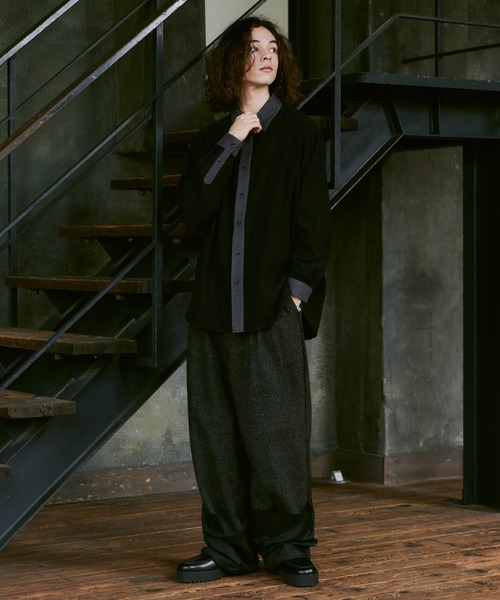CASPER JOHN(キャスパージョン)の「Soft touch relax cleric shirts/ソフトタッチリラックスクレリックシャツ(Tシャツ/カットソー・メンズ・ホワイト/ブラウン/ブラック・SMALL/MEDIUM/LARGE)」の4枚目の写真