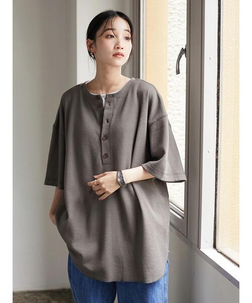 CRAFT STANDARD BOUTIQUE(クラフトスタンダードブティック)の「ワッフル2WAYチュニック *(Tシャツ/カットソー・レディース・ブラック/アイボリー/カーキ・FREE)」の22枚目の写真