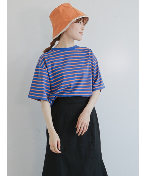 ehka sopo（エヘカソポ）の「ボーダービッグTシャツ（Tシャツ/カットソー・レディース・オフホワイト/ピンク/ブルー/グリーン・ﾌﾘ-）」の3枚目の写真