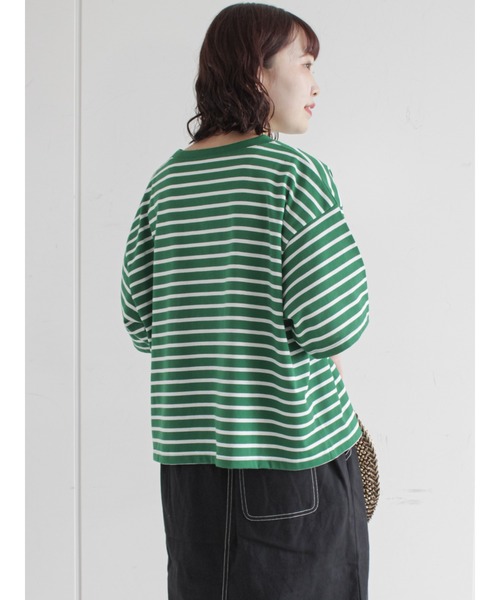 ehka sopo（エヘカソポ）の「ボーダービッグTシャツ（Tシャツ/カットソー・レディース・オフホワイト/ピンク/ブルー/グリーン・ﾌﾘ-）」の10枚目の写真