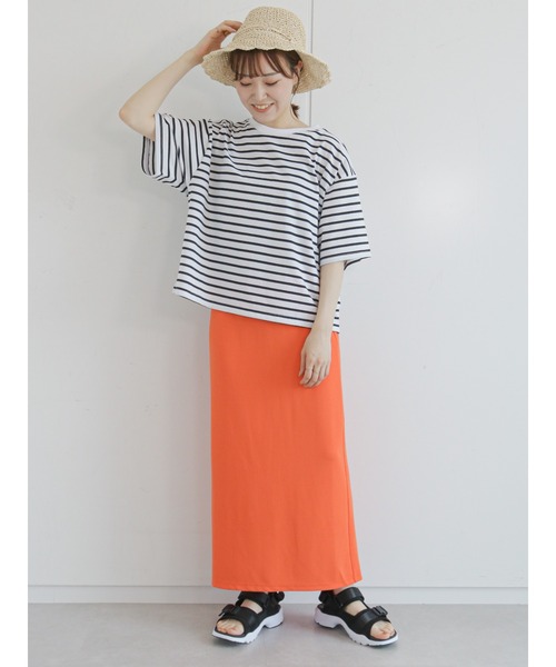 ehka sopo（エヘカソポ）の「ボーダービッグTシャツ（Tシャツ/カットソー・レディース・オフホワイト/ピンク/ブルー/グリーン・ﾌﾘ-）」の11枚目の写真