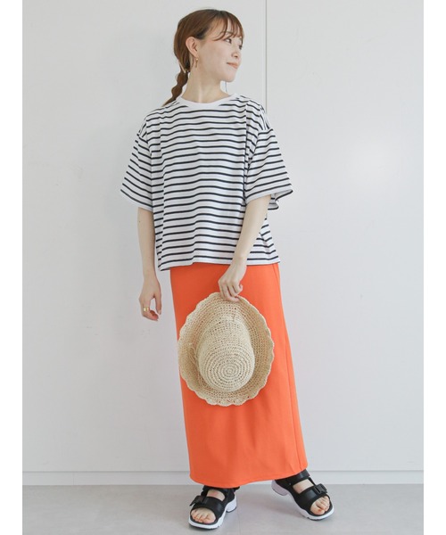 ehka sopo（エヘカソポ）の「ボーダービッグTシャツ（Tシャツ/カットソー・レディース・オフホワイト/ピンク/ブルー/グリーン・ﾌﾘ-）」の13枚目の写真