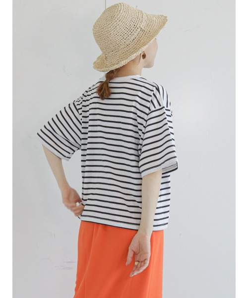 ehka sopo（エヘカソポ）の「ボーダービッグTシャツ（Tシャツ/カットソー・レディース・オフホワイト/ピンク/ブルー/グリーン・ﾌﾘ-）」の16枚目の写真