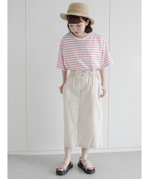 ehka sopo（エヘカソポ）の「ボーダービッグTシャツ（Tシャツ/カットソー・レディース・オフホワイト/ピンク/ブルー/グリーン・ﾌﾘ-）」の18枚目の写真