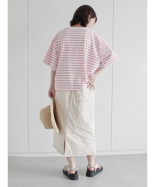 ehka sopo（エヘカソポ）の「ボーダービッグTシャツ（Tシャツ/カットソー・レディース・オフホワイト/ピンク/ブルー/グリーン・ﾌﾘ-）」の20枚目の写真