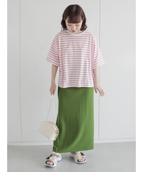 ehka sopo（エヘカソポ）の「ボーダービッグTシャツ（Tシャツ/カットソー・レディース・オフホワイト/ピンク/ブルー/グリーン・ﾌﾘ-）」の22枚目の写真