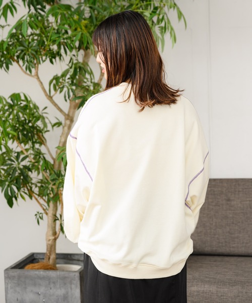 INTER FACTORY(インターファクトリー)の「もちょぺ - 配色刺繍スウェット made in INTER FACTORY(Tシャツ/カットソー・メンズ・アイボリー/パープル・MEDIUM/LARGE)」の20枚目の写真