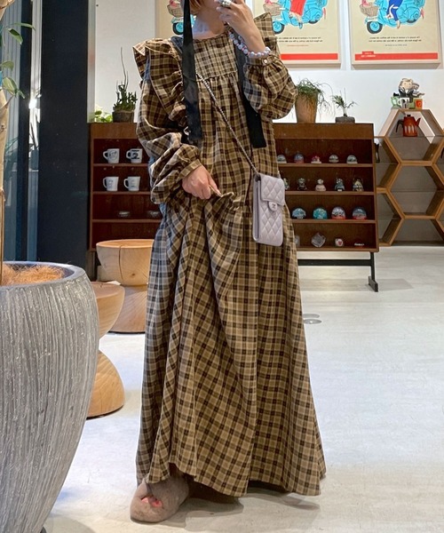 新品　A part by　レディース　バックオープンチェックワンピース　FREE Alley by w closet（アリーバイダブルクローゼット）の「【Alley
