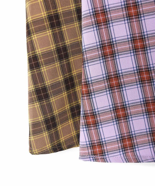 Alley by w closet（アリーバイダブルクローゼット）の「【Alley】バックオープンチェックワンピース（ワンピース・レディース・ラベンダー/モカ・FREE）」の13枚目の写真