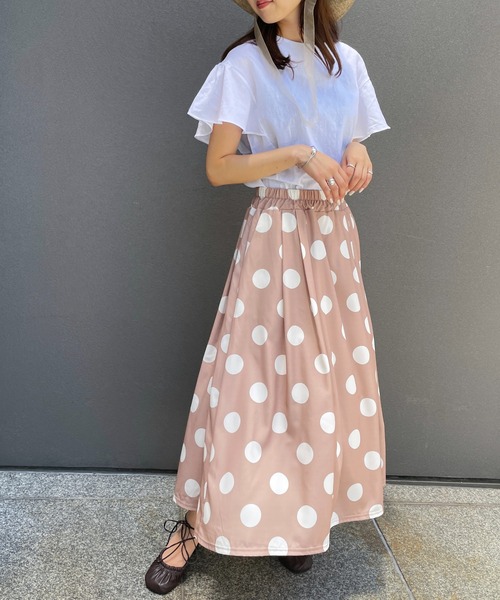 StyleSea（スタイルシー）の「ドットロングギャザーフレアスカート（スカート・レディース・ホワイト/ブラック/ベージュ・FREE）」の21枚目の写真